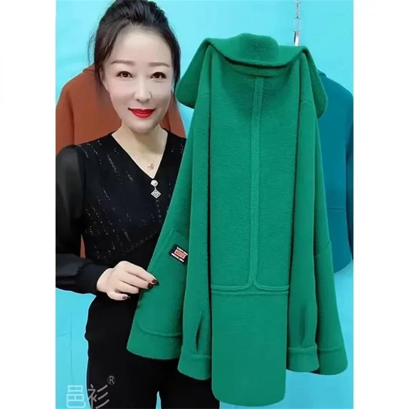 

Fashion Loose Hooded Ladies Cotton Jacket 2022 New Autumn Winter Imitate Lamb Wool Add Velvet Thicken Casual Female coat