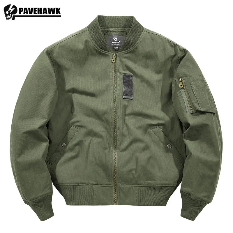 

Army Tactical Flight Jacket Men Durable Multi Pocket Fashion Military Pilot Coat Windbreak Baseball Collar Casual Bomber Outwear