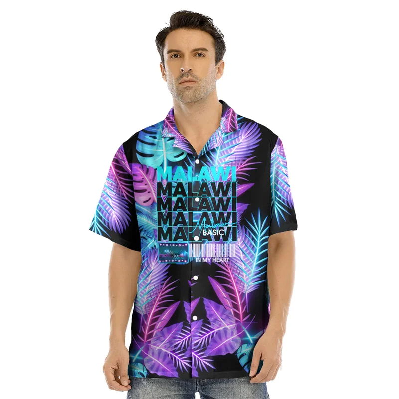 

Malawi Flag Map 3D Print Short Sleeve Short Sleeve Casual Hawaiian Lapel Blouse National Emblem Blouses Africa Male Button Tops