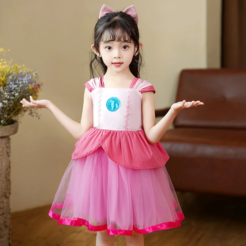 

Детское мини-платье для косплея, Персиковое, розовое, желтое наряд для девочек на день рождения, детская вечерняя одежда, фэнтези на Рождество для принцессы