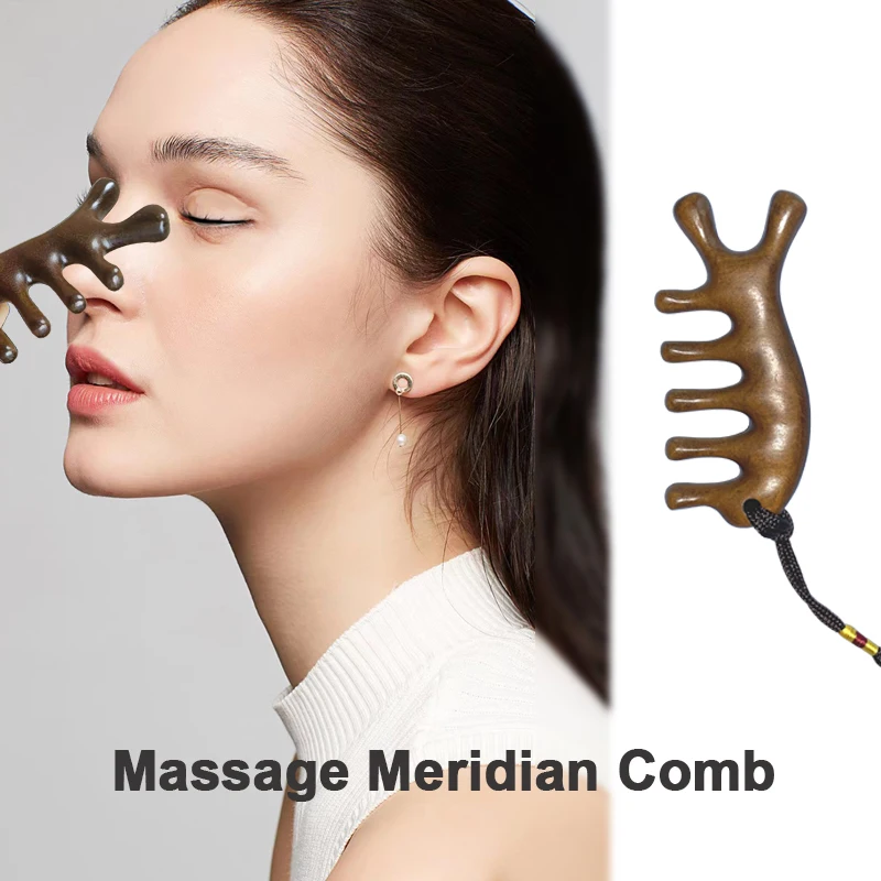 

Body meridian massage comb Sandalwood five wide tooth comb Acupuncture therapy Blood circulation Anti-static Smooth hair