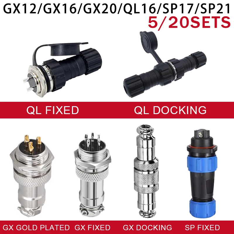 

GX16 GX12 GX20 Male Female SP17 SP21 QL16 Circular Docking type Aviation Connector Plug Panel Connector 2/3/4/5/6/7/8/9/10Pin