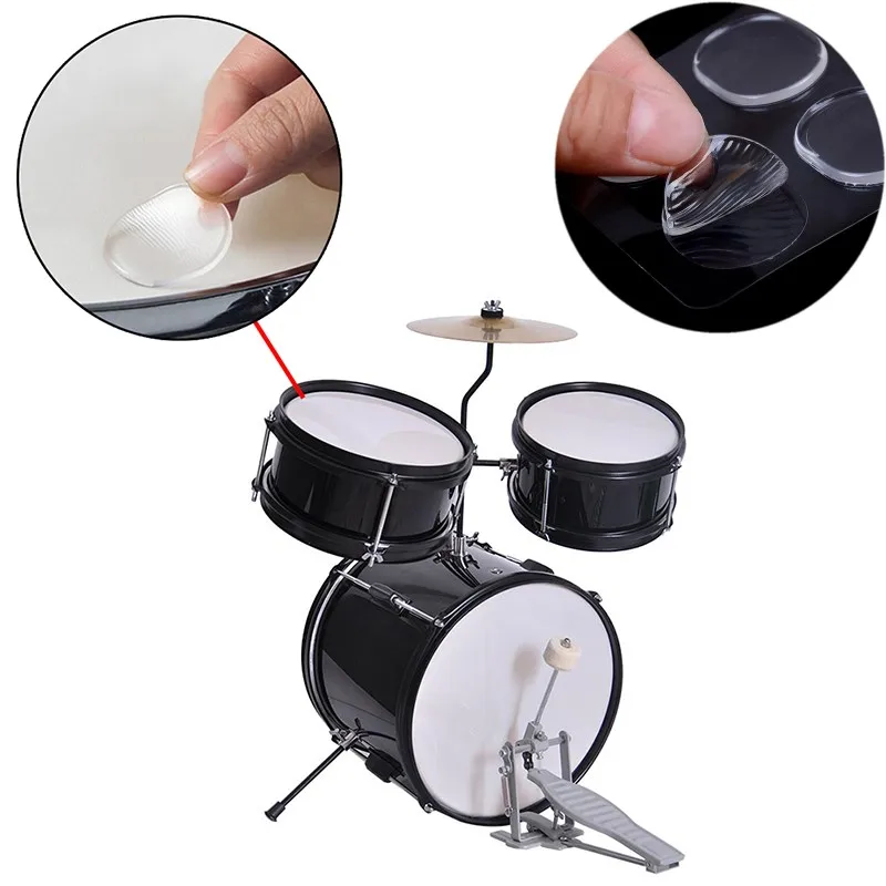 

6Pcs/Set Transparent Snare Drum Mute Pad Drum Damper Gel Pads Snare Tom Drum Muffler Mute Percussion Instrument Accessories