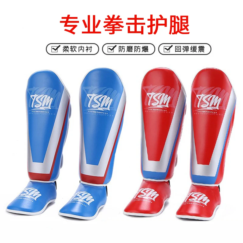 

One Pair High-Quality PU Leather Boxing Shin Guards Ankle Protector MMA Muay Thai Training Leg Warmers Light Kicking Shin Pads