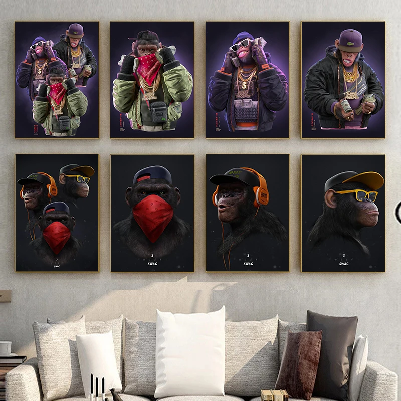 Three Swag Monkeys Poster Fashion Hip Hop Animals Music Prints Canvas Painting Wall Art Pictures for Living Room Home Decoration
Three Swag Monkeys Poster Fashion Hip Hop Animals Music Prints Canvas Painting Wall Art Pictures for Living Room Home Decoration