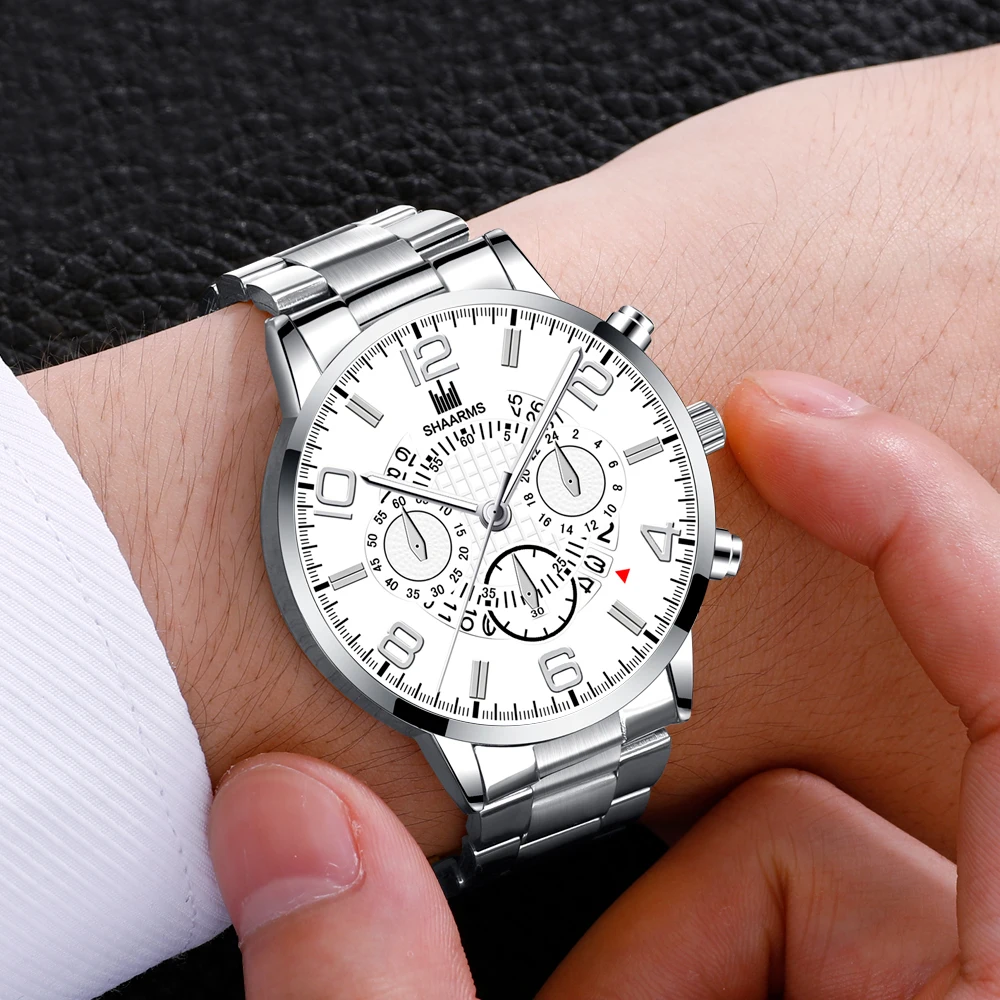

Men's Watch Business Luxury Stainless Steel Strap Casual Waterproof Quartz Watches Men Date Calendar Display Wrist Watch Clock