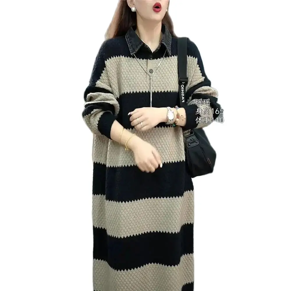 2024 New Fashion Stripe Knitted Dress For Women Clothing Spring Autumn Vintage Loose Sweater Dress Female Jersey Dresses 19
2024 New Fashion Stripe Knitted Dress For Women Clothing Spring Autumn Vintage Loose Sweater Dress Female Jersey Dresses 19
