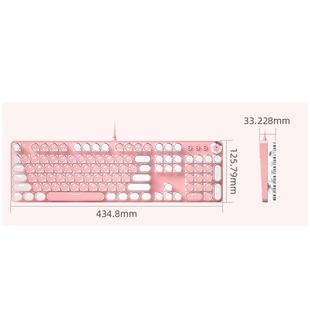 

Набор механической клавиатуры, 104 колпачков клавиш, розовая Милая проводная мышь для девочек, геймерская USB светящаяся игровая компьютерная мышь для ПК, ноутбука, офиса