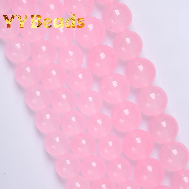 

A+ Natural Pink Chalcedony Jades Stone Beads Round Loose Spacers Beads For DIY Jewelry Making Bracelets Charms 4 6 8 10 12mm 15"