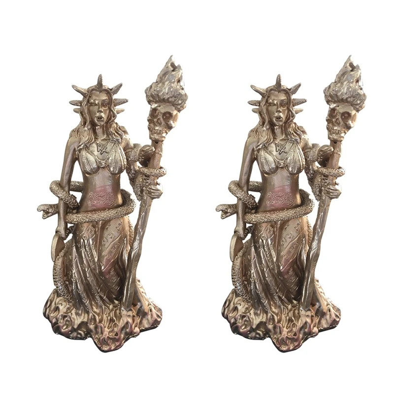 

2X белая фигурка греческой богини Hekate Necromancy Deity, волшебная мощная языческая статуя ведьмы A