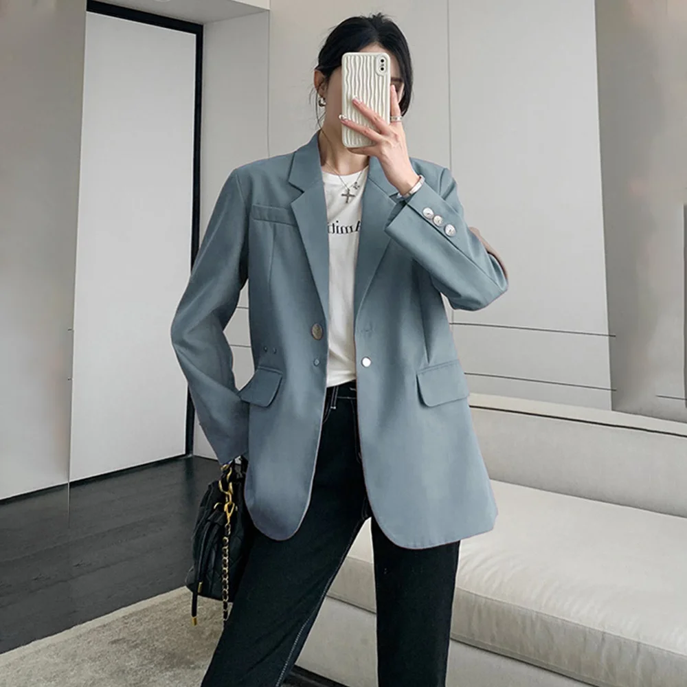 2023 Spring Korean Loose Blazer For Women Notched Collar Long Sleeve Solid Single Breasted Fashion Casual Coats Female Jacket
2023 Spring Korean Loose Blazer For Women Notched Collar Long Sleeve Solid Single Breasted Fashion Casual Coats Female Jacket