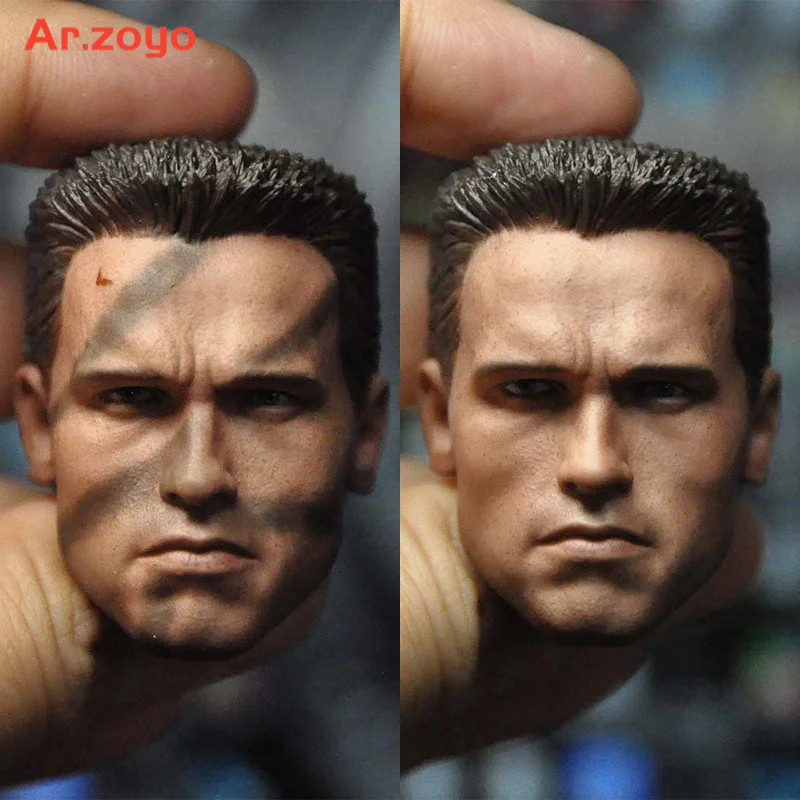 

1/6 Arnold T800 Schwarzenegger Head Sculpt Camo Painted Head Carving Model Fit 12 inch Male Soldier Action Figure Body