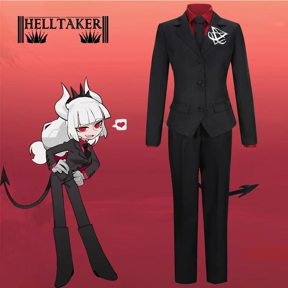 

Game Helltaker Modeus Malina Lucifer Justice Pandemonica The Awesome Demon Horns Crown Tail Halloween Costumes for Women