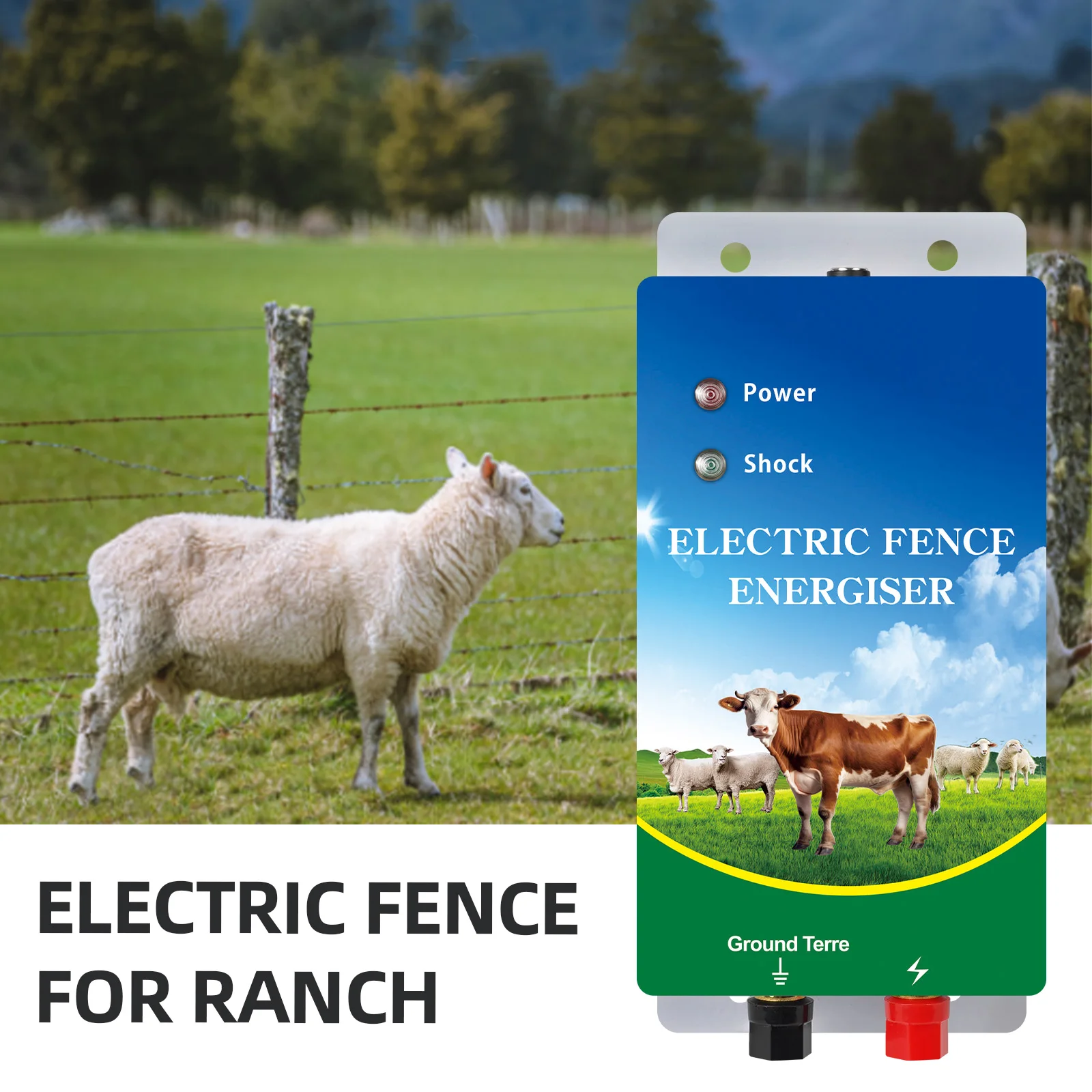 

Электрическое ограждение 10 км, силовой инструмент, контроллер высокого напряжения для домашнего скота, овец, крупного рогатого скота, лошадей, ограждения для домашней птицы, электроинструмент