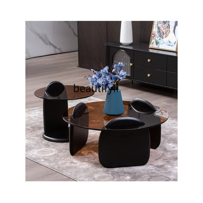 Nordic Solid Wood White Oak Italian Style round Coffee Table Small Apartment Creative Designer Tempered Glass Size Side Table
Nordic Solid Wood White Oak Italian Style round Coffee Table Small Apartment Creative Designer Tempered Glass Size Side Table