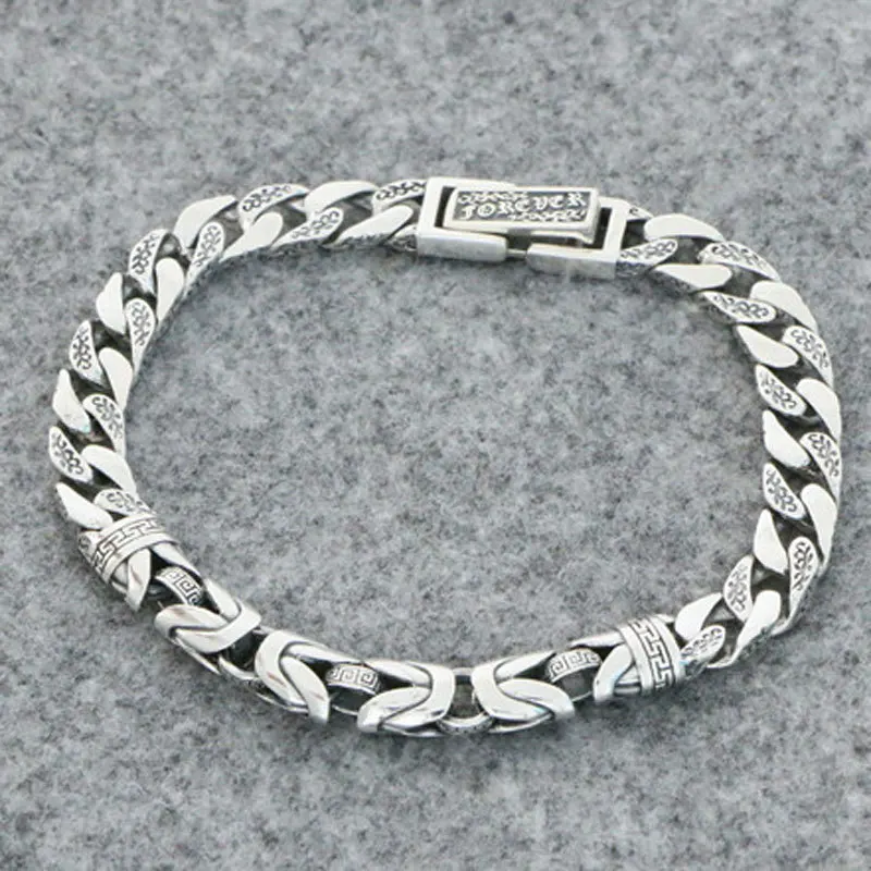 Ping An Wen Genuine 925 Sterling Silver Bracelet Men's Fashion Simple and Generous Men's Advanced Sense Silver Retro Handsome Je
Ping An Wen Genuine 925 Sterling Silver Bracelet Men's Fashion Simple and Generous Men's Advanced Sense Silver Retro Handsome Je