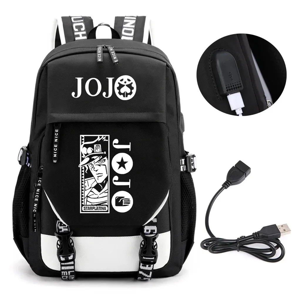 

Anime JOJO Jonathan Joes Killer Golden Experience Backpack School BookBags Mochila Travel USB Port Bag Laptop Boy Girls Backpack