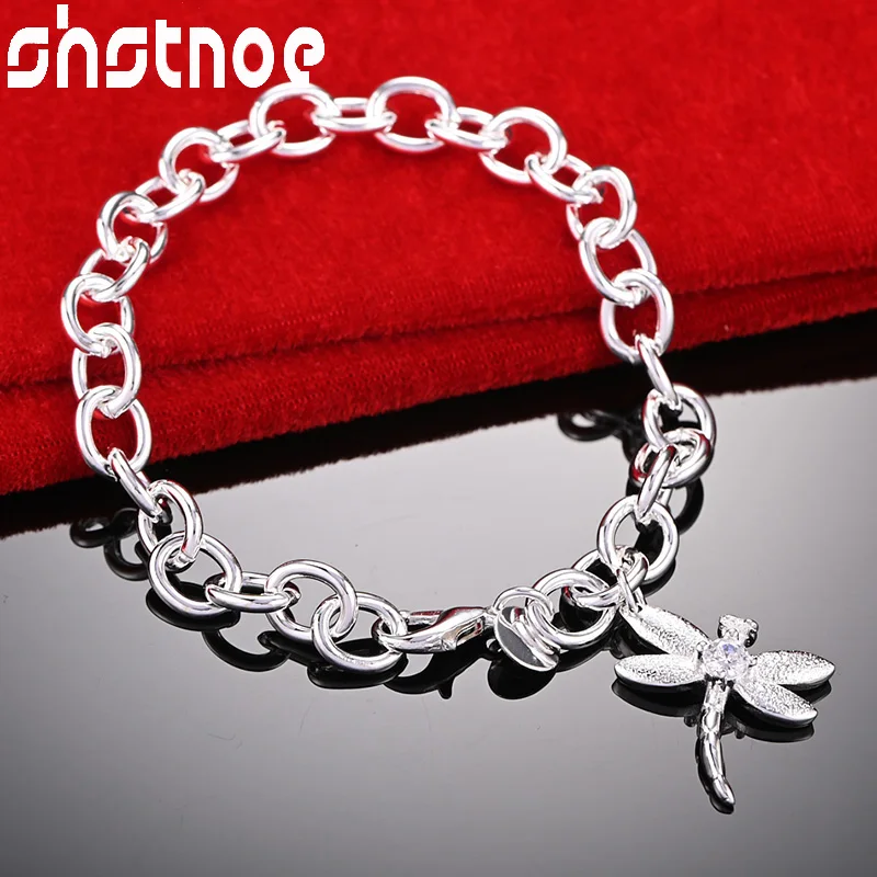 SHSTONE 925 Sterling Silver Round Zircon Dragonfly Pendant Chain Bracelet For Woman Wedding Accessories Birthday Fashion Jewelry
SHSTONE 925 Sterling Silver Round Zircon Dragonfly Pendant Chain Bracelet For Woman Wedding Accessories Birthday Fashion Jewelry