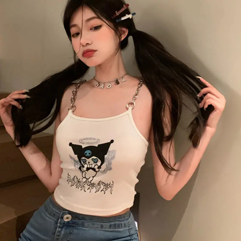 Летняя рубашка с коротким рукавом Kuromi Sanrio Kawaii аниме Ins Милая мультяшная Мода подтяжки жилет одежда подарки для девочек
Летняя рубашка с коротким рукавом Kuromi Sanrio Kawaii аниме Ins Милая мультяшная Мода подтяжки жилет одежда подарки для девочек
