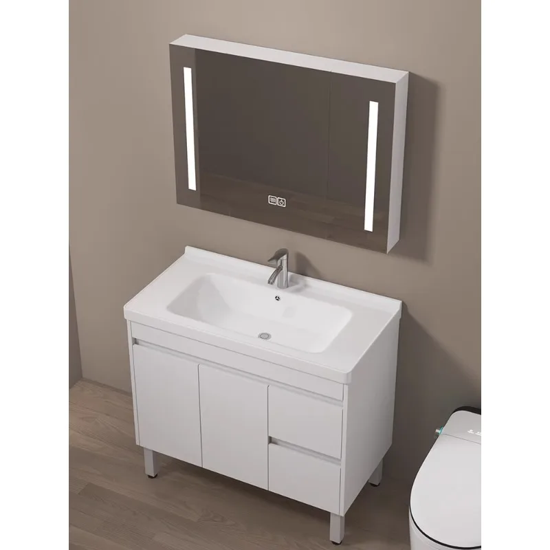 

Bathroom cabinet solid wood bathroom floor-standing washstand washbasin cabinet combination bathroom washbasin modern and simple