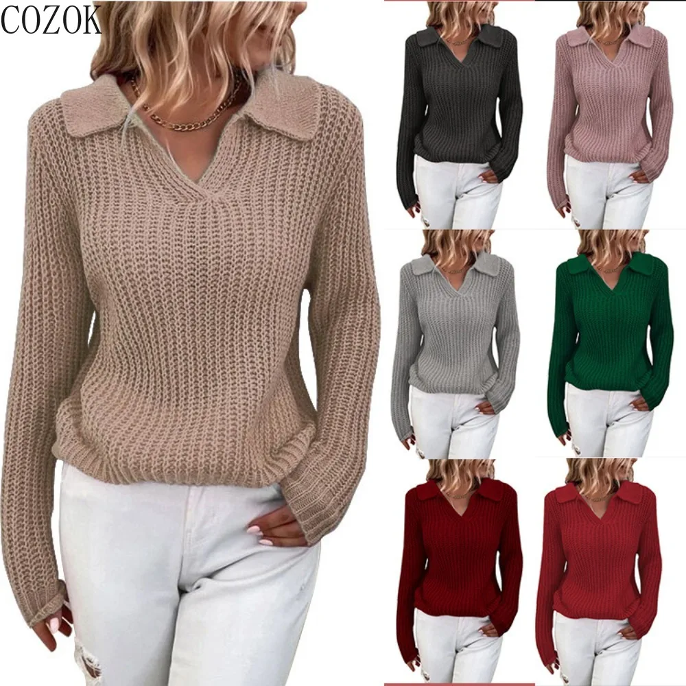 COZOK Spring, Autumn and Winter New Sweater Lapel Solid Color Slim Round Neck Knitted Sweater for Women Pullover Oversized
COZOK Spring, Autumn and Winter New Sweater Lapel Solid Color Slim Round Neck Knitted Sweater for Women Pullover Oversized