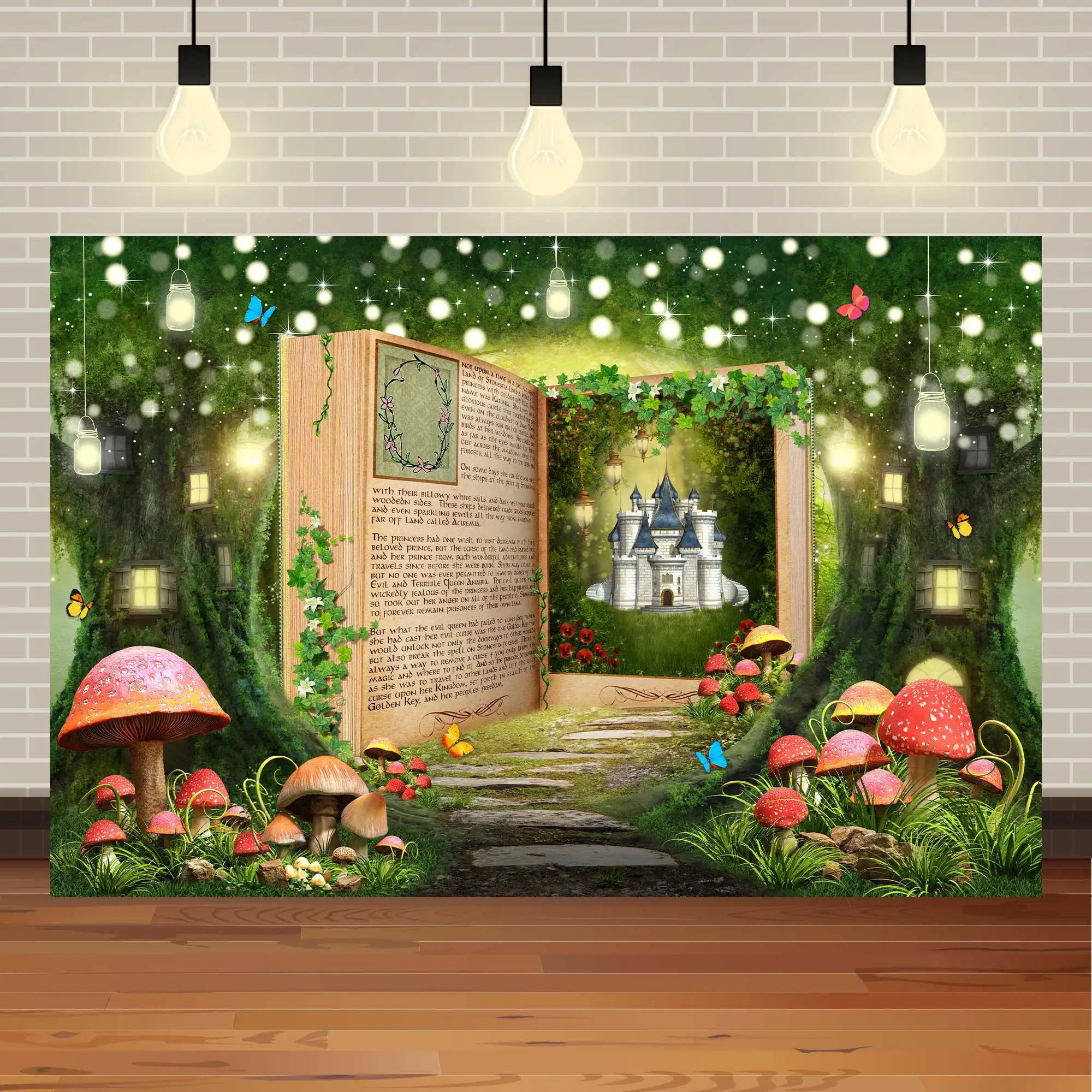 

Dream Forest Background Mushroom Fairy Tale Paradise Baby Princess Birthday Party Decoration Elf Photography Background Banner