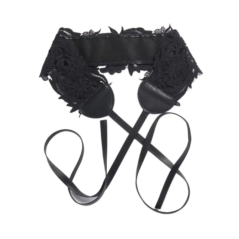 

Leather Tie Wide Belt Retro Tie-up Flower Lace Waistband Decorative Belts Waist Corset Belts Lace Cummerbunds Girl