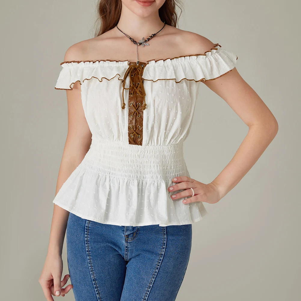 Women's Off Shoulder Blouse Short Sleeves Ruffles Shirt Crop Top Steampunk Pirate Shirt Renaissance Peasant Smock Waist Blouse
Women's Off Shoulder Blouse Short Sleeves Ruffles Shirt Crop Top Steampunk Pirate Shirt Renaissance Peasant Smock Waist Blouse