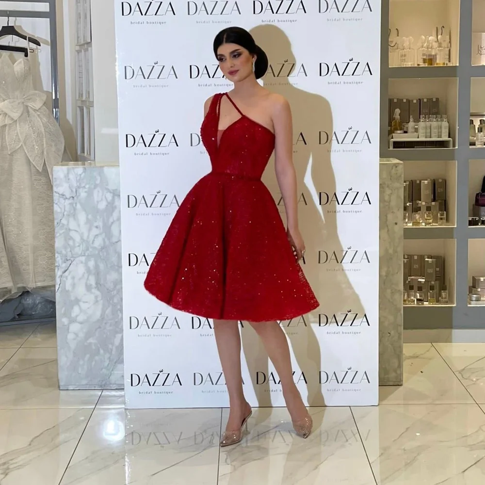 Sevintage Sparkly Short Red Beading Sequined Prom Dresses One Shoulder Sleevesless Saudi Arabic Evening Gowns Formal Party Dress 
Sevintage Sparkly Short Red Beading Sequined Prom Dresses One Shoulder Sleevesless Saudi Arabic Evening Gowns Formal Party Dress