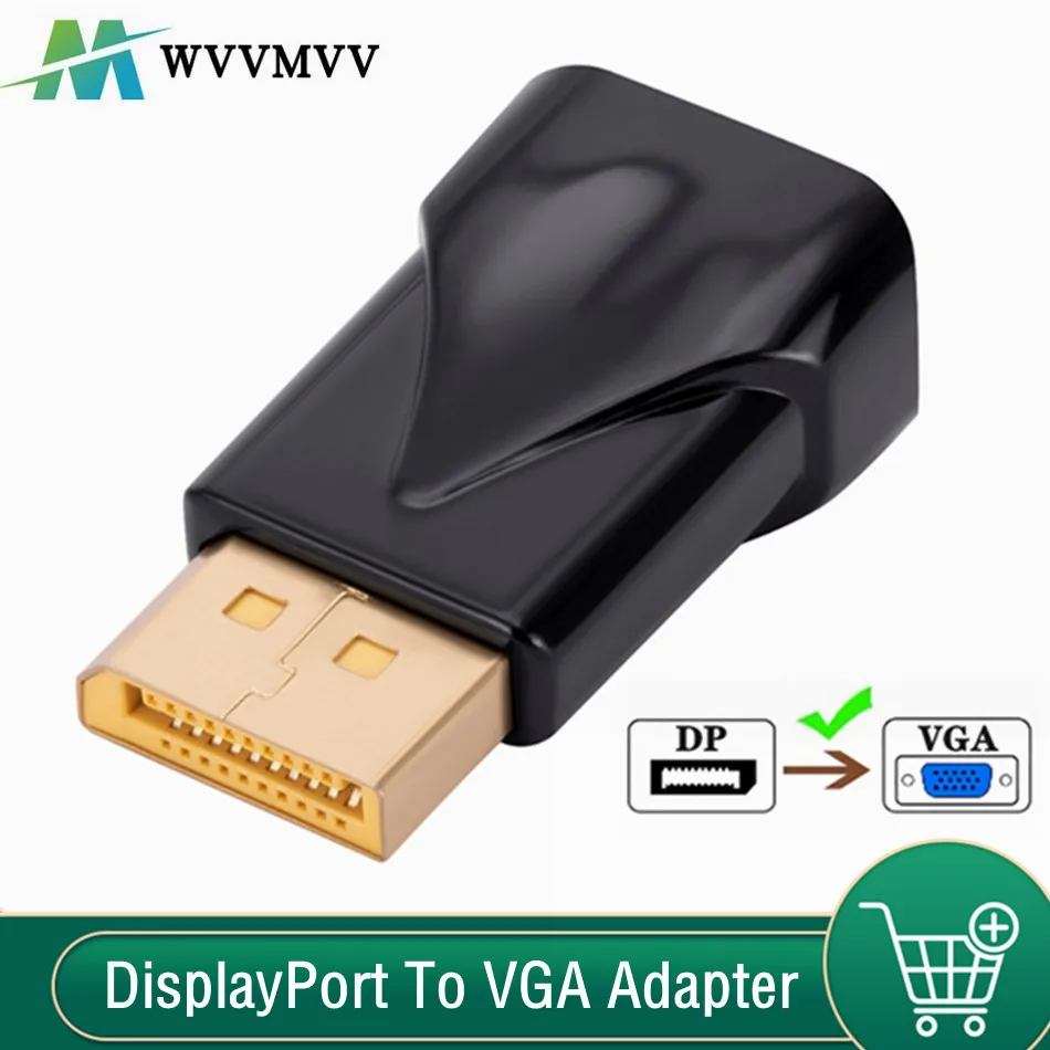 

WvvMvv DisplayPort To VGA Adapter 1080P Display Port DP Male to VGA Female Converter For PC Projector DVD TV Laptop Monitor