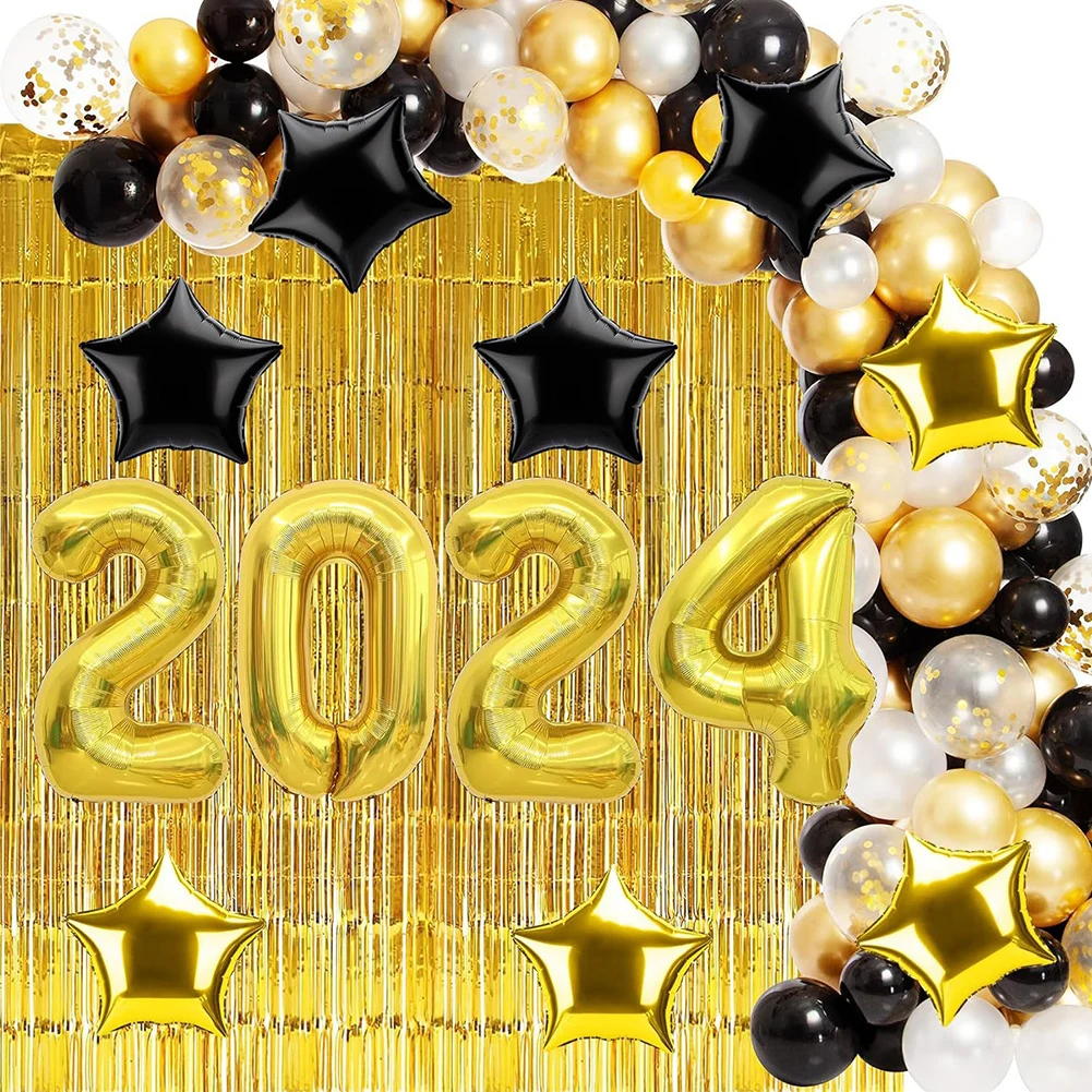 New Year 2024 Number Foil Balloons Black Gold Balloon Decoration Arrangement Photo Props Party Supplies Home Decoration
New Year 2024 Number Foil Balloons Black Gold Balloon Decoration Arrangement Photo Props Party Supplies Home Decoration
