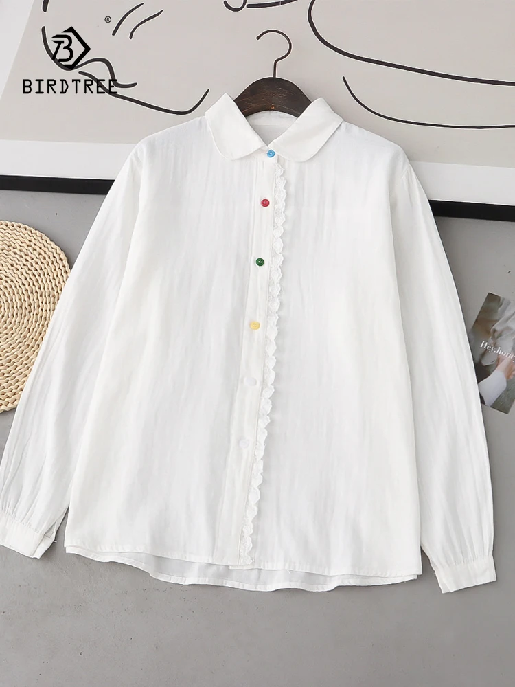 

New Autumn Cotton Yarn White Shirts Women Multi Button Placket Tops Girl's Long Sleeve Loose Casual Blouses Spring 2023 T38518JC