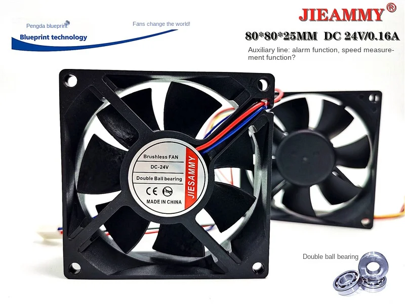 New Jiesammy Double Ball 8025 8cm Frequency Conversion 24v0.16a Alarm Speed Measurement Function Cooling Fan 80*80*25MM
New Jiesammy Double Ball 8025 8cm Frequency Conversion 24v0.16a Alarm Speed Measurement Function Cooling Fan 80*80*25MM