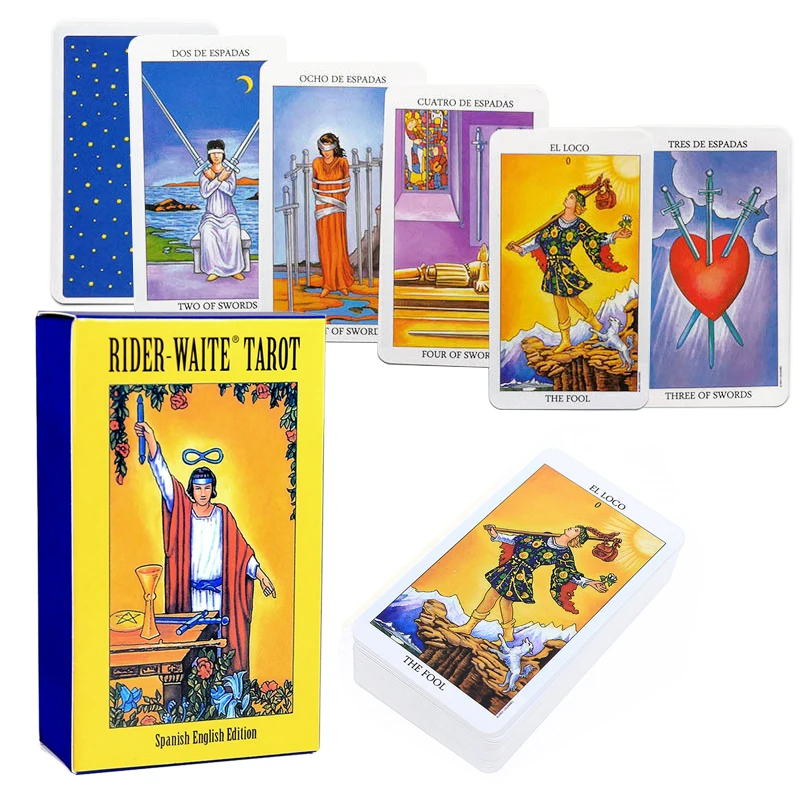 Cartes de tarot Rider Waite pour enfant et adulte, jeu de prédiction du destin, classique, espagnol, anglais, oracle, divertissement 1