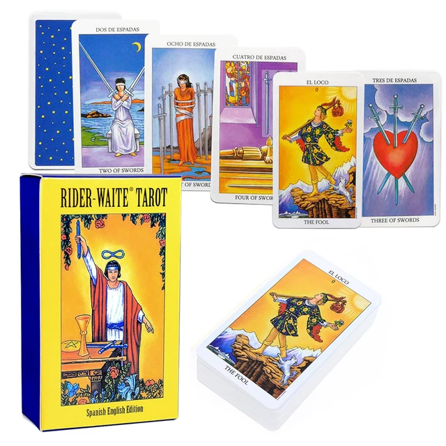 Cartes de tarot Rider Waite pour enfant et adulte, jeu de prédiction du destin, classique, espagnol, anglais, oracle, divertissement 1