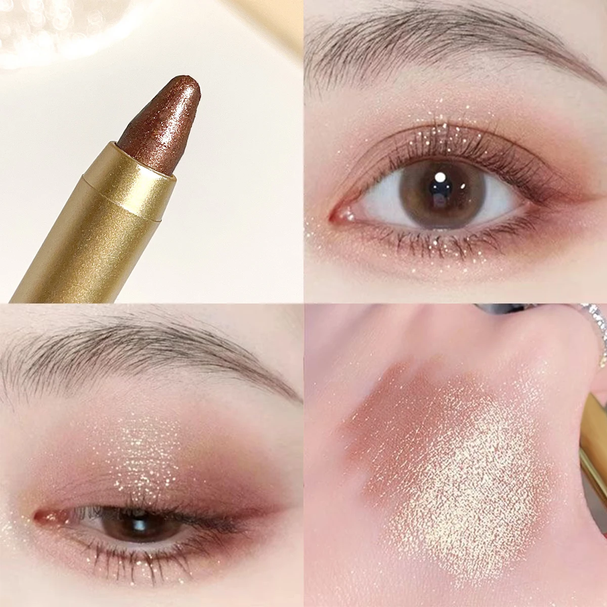Glowing highlighter eye shadow pencil with pearlescent shimmer and fine glitter for brightening and a dimensional effect 10 Sa7deb018cdd745c69221910271d976413