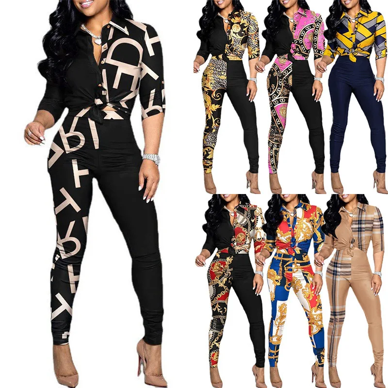 Europe and the United States cross-border women's wholesale new casual suit color matching printed long-sleeved lapel shirt casu
Europe and the United States cross-border women's wholesale new casual suit color matching printed long-sleeved lapel shirt casu