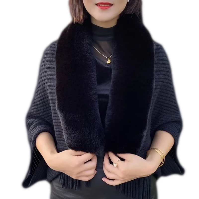 Fake Fur Collar Cardigan Poncho Tassel Solid Coat 2022 Winter Women Casual Loose Shawl
Fake Fur Collar Cardigan Poncho Tassel Solid Coat 2022 Winter Women Casual Loose Shawl