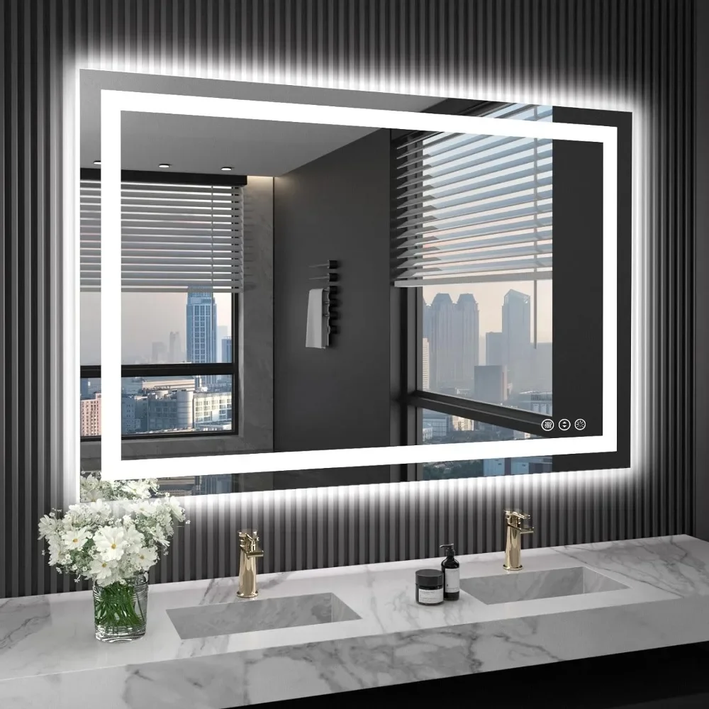 48X32 LED Bathroom Mirror with Lights, Anti-Fog, Dimmable, Backlit + Front Lit, Memory Function, Tempered Glass
48X32 LED Bathroom Mirror with Lights, Anti-Fog, Dimmable, Backlit + Front Lit, Memory Function, Tempered Glass