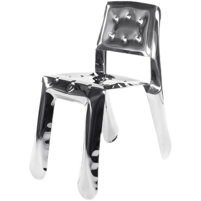 

zq Stainless Steel Chair Simple Modern Metal Comb Dressing Stool Shoe Changing Stool Artistic MEAL Study Chair