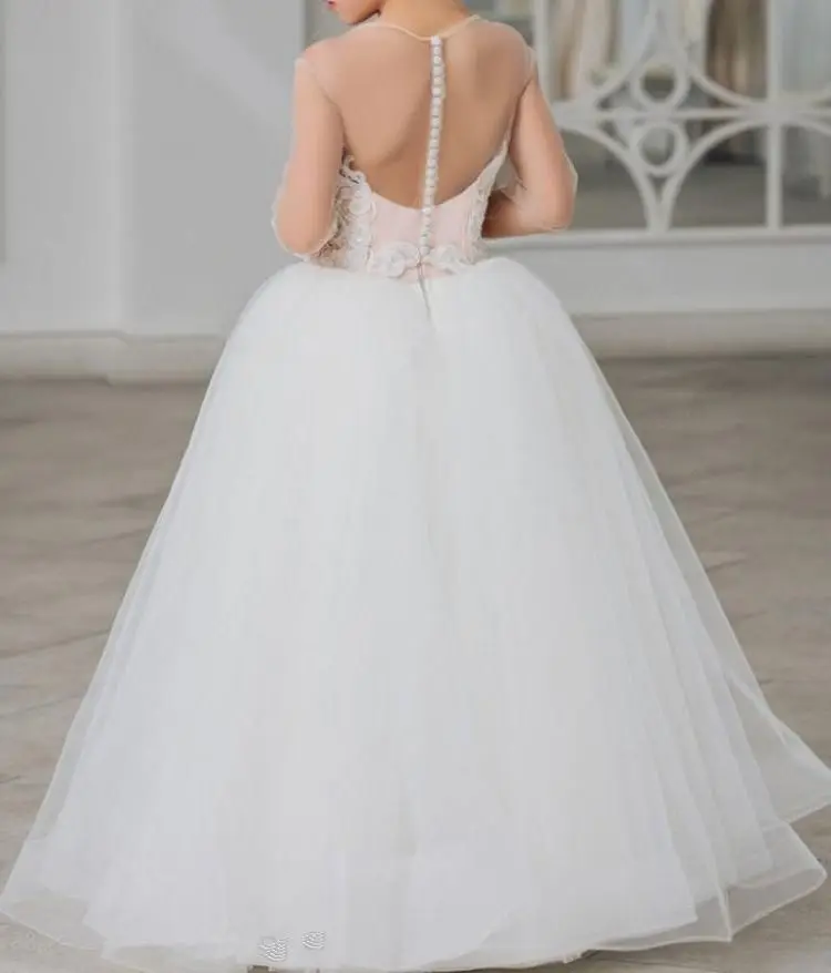 Long Sleeves Flower Girl Dress for Wedding Sheer Neck Applique Sequins Beaded Bows Tulle Princess Kids First Communion Ball Gown
Long Sleeves Flower Girl Dress for Wedding Sheer Neck Applique Sequins Beaded Bows Tulle Princess Kids First Communion Ball Gown