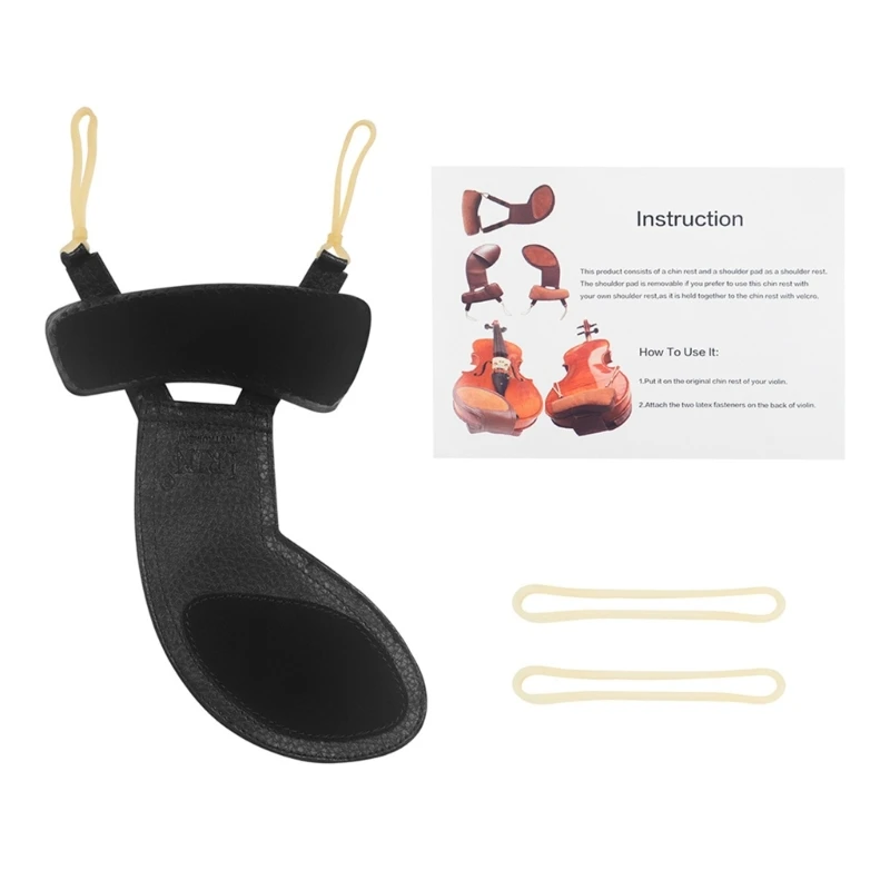 

11UE Violin Shoulder & Chinrest Pad Soft Comfortable Sheepskin Cheek Rest Pad Leathers Chin Pad Protector Easy to Use