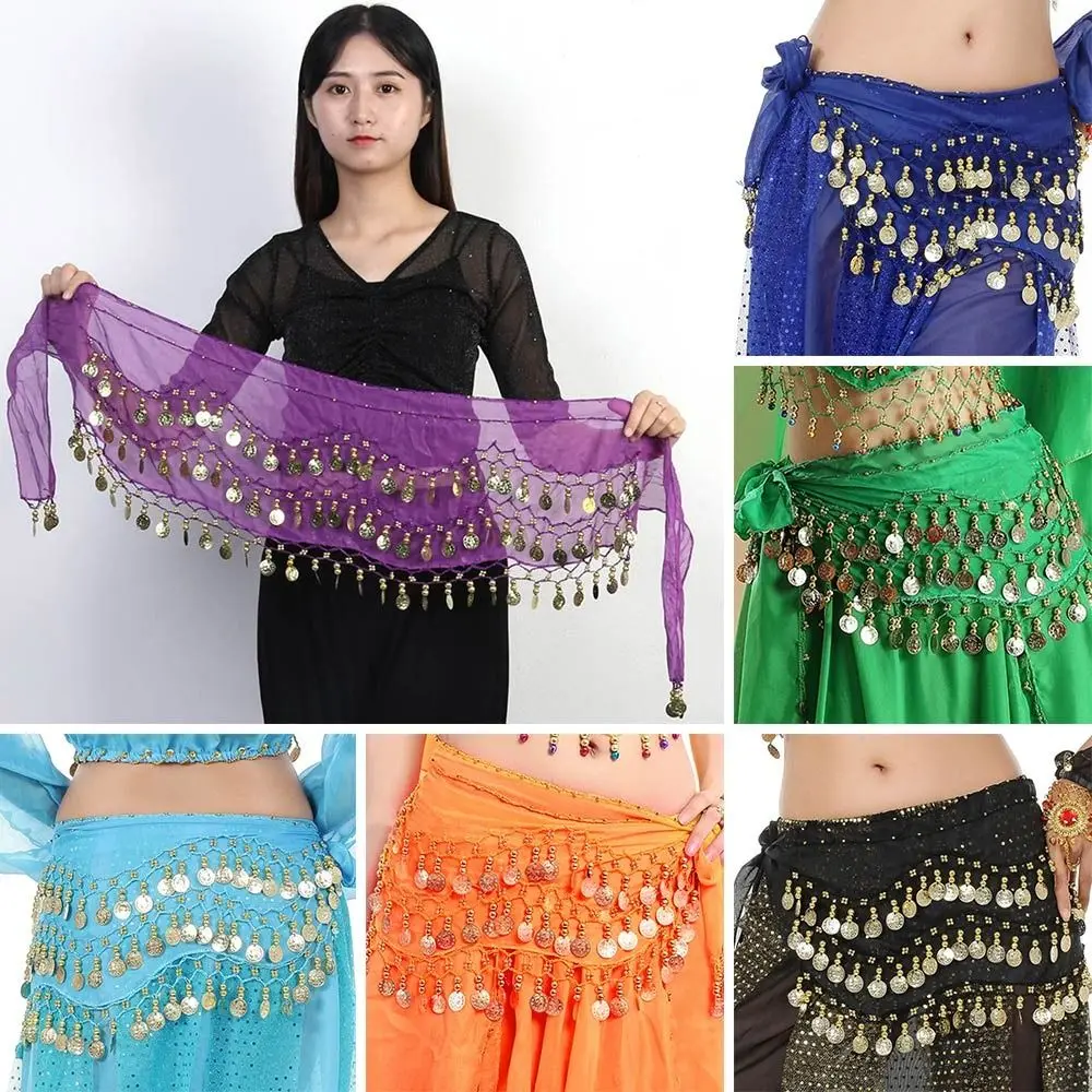 

For Thailand/India/Arab Sequins Show Costumes Hip Scarf Waist Chain Belly Dance Belt Dancer Skirt