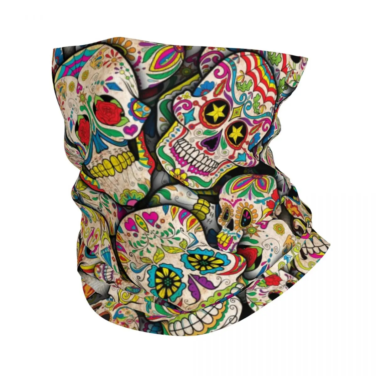 

Бандана-коллаж с изображением сахара и черепа, шейный платок с принтом ужасов, страшная Балаклава, многофункциональная ветрозащитная повязка на голову для бега