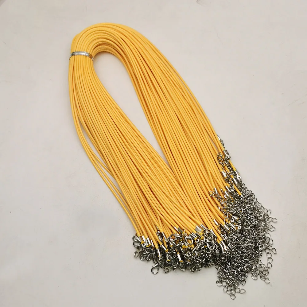 Wholesale 2mm Lobster clasp black yellow white Wax Leather cord necklace rope pendant 45CM 100Pc jewelry Parts diy free shpping
Wholesale 2mm Lobster clasp black yellow white Wax Leather cord necklace rope pendant 45CM 100Pc jewelry Parts diy free shpping
