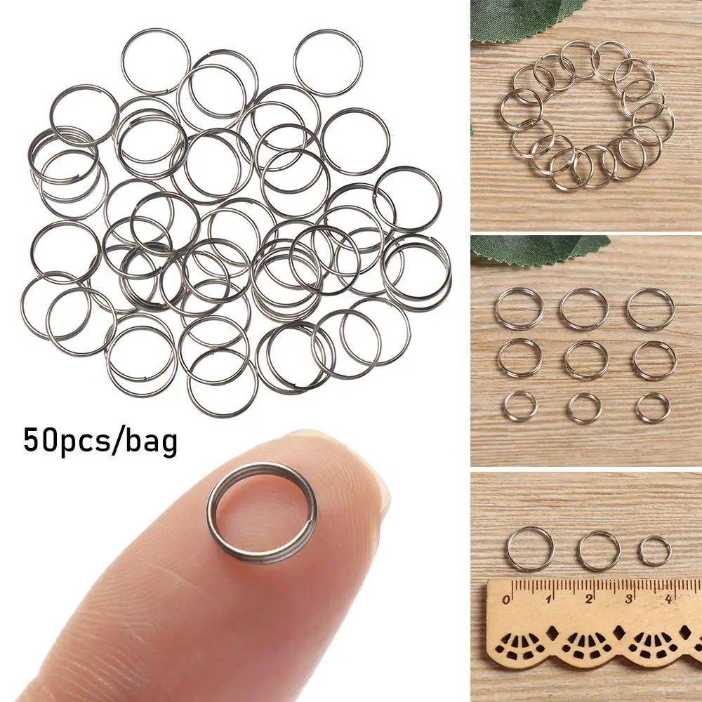 

50pcs High Quality Tag Screw Lock Accessories Keyring Circle Loop Keychain Ring Pendant Gadget Key Hooks