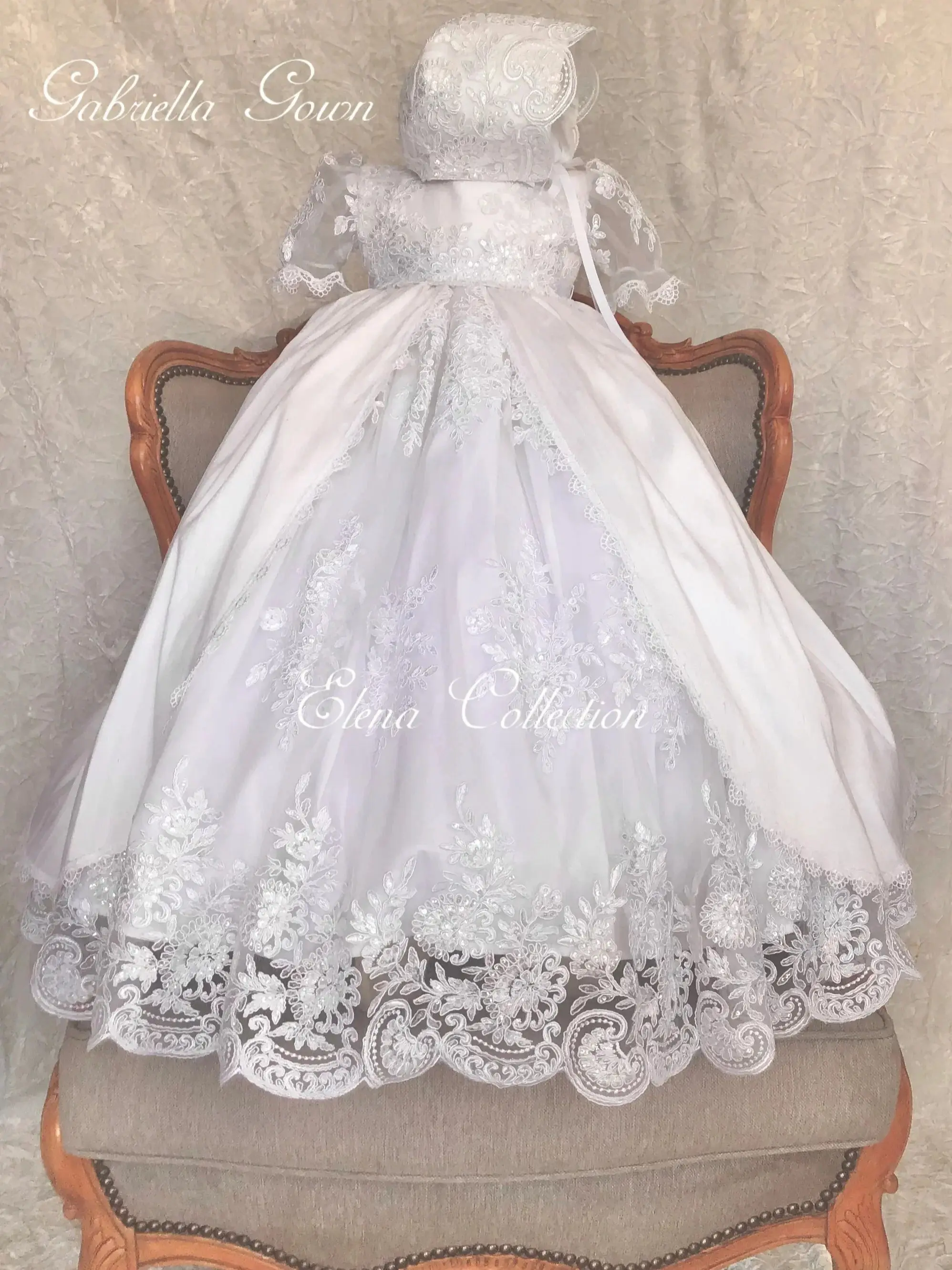 

Luxury White Baptism Baby Girl Lace Christening Gowns Floor Length Tiered Toddler Birthday Dresses Kids First Communion Dresses