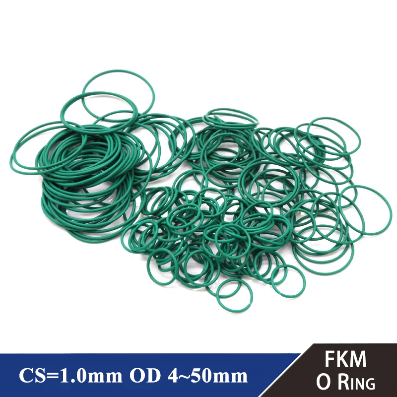 

10/50Pcs FKM O Ring CS 1mm OD 4~50mm Sealing Gasket Insulation Oil Resistant High Temperature Resistance Fluorine Rubber O Ring