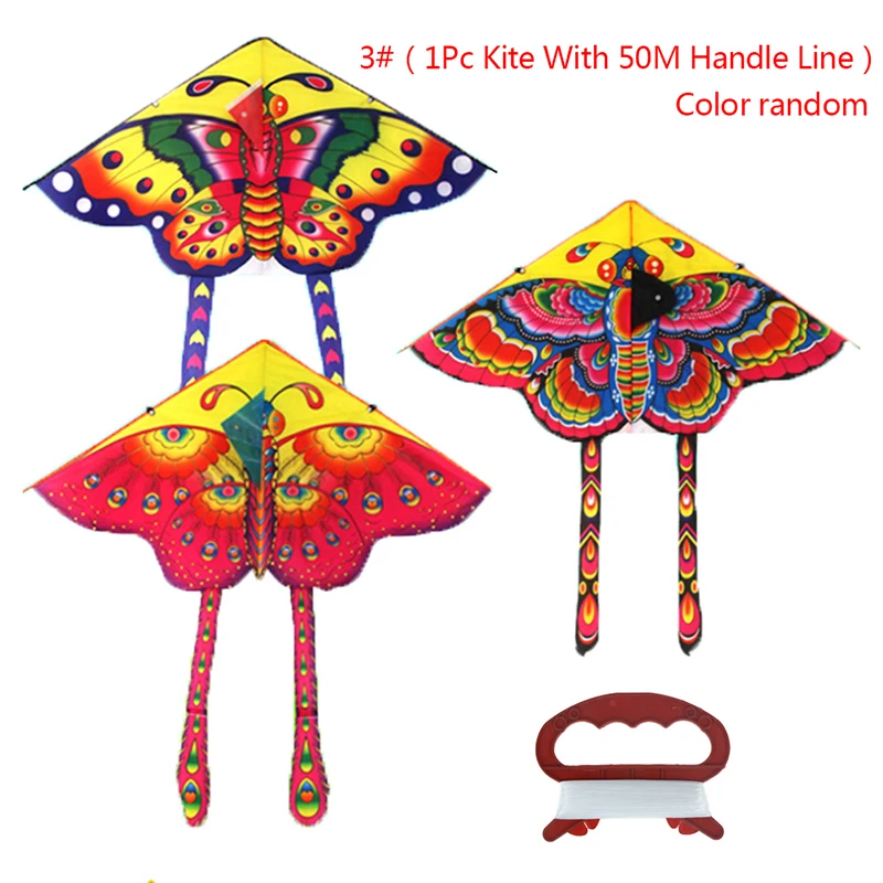 

1pc Outdoor Colorful Butterfly Kite Toy Long Tails Butterfly Kites Flying Toys with handle line For Children Kids Gift 90*50cm