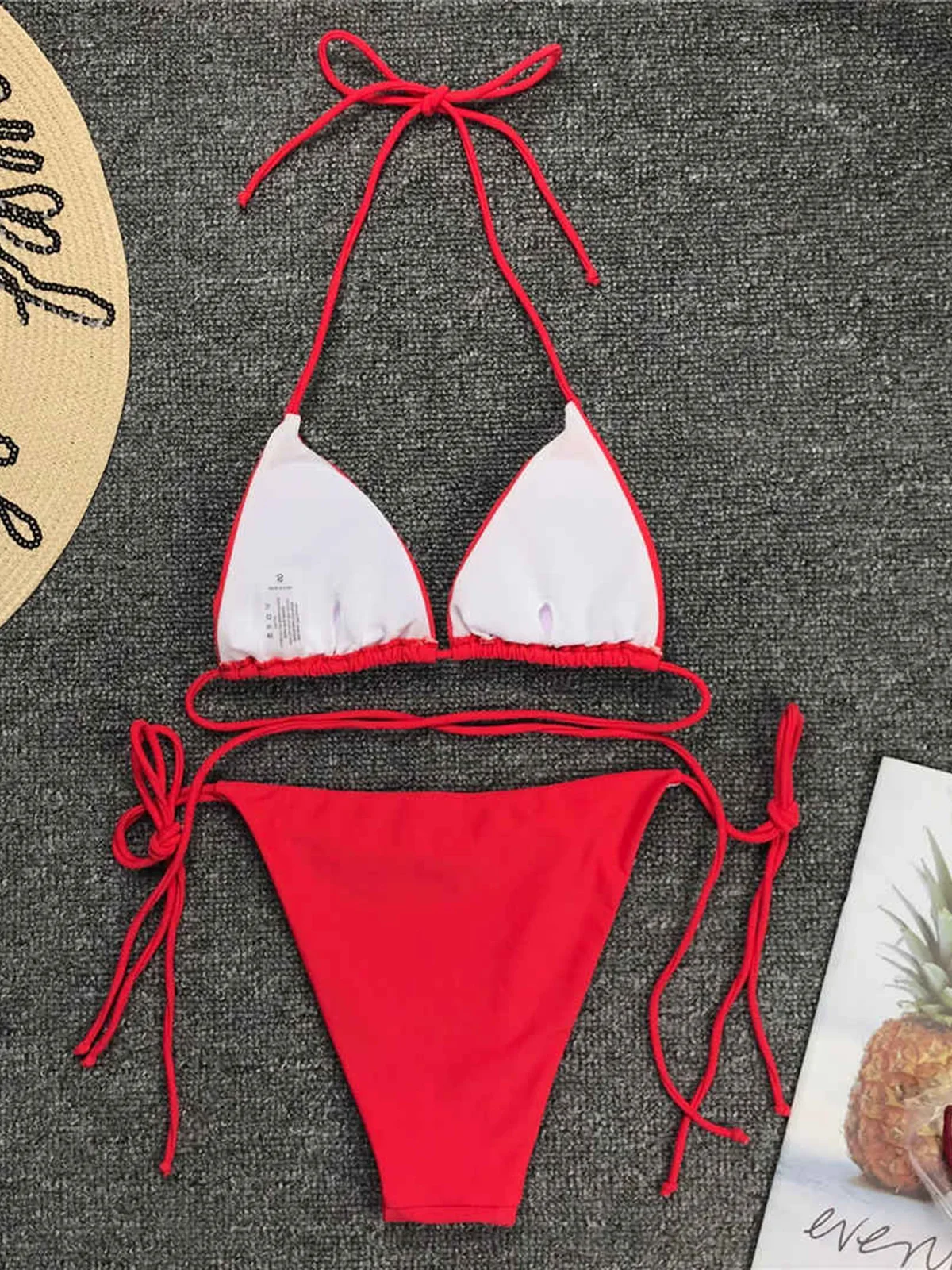 New Sexy Neon Pink Brazilian Bikini Women Swimwear Halter Swimsuit